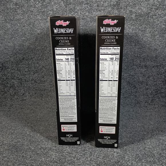 Kelloggs Wednesday Addams Cookies & Creme Cereal Set of 2 Limited Edition 12oz - Picture 3 of 9